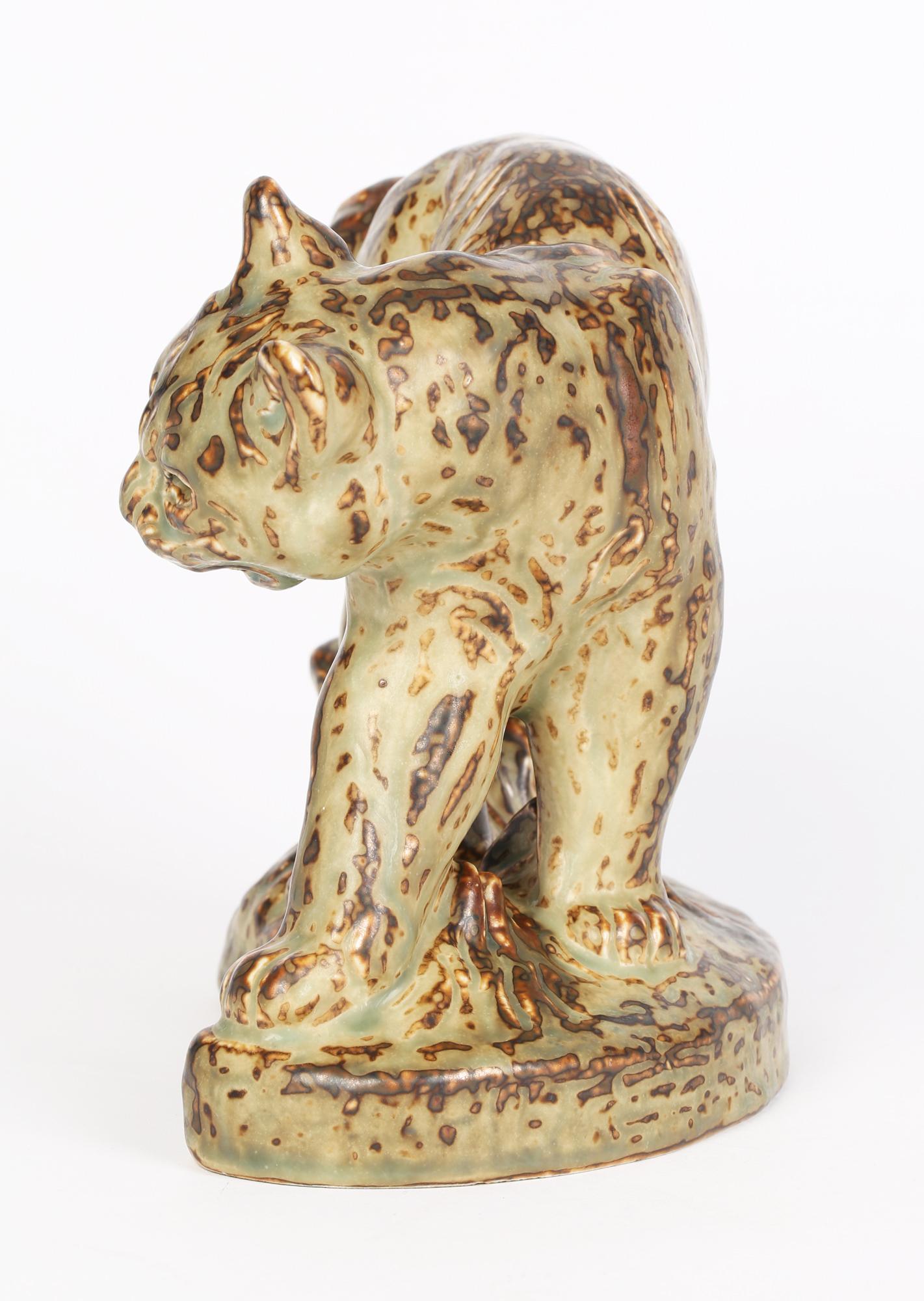 Knud Kyhn Danish Royal Copenhagen Porcelain Puma Sculptural Figure For Sale 3