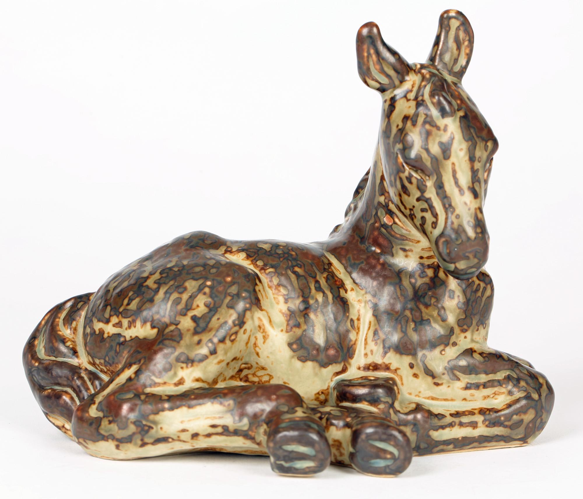 Mid-Century Modern Knud Kyhn Danish Royal Copenhagen Stoneware Resting Foal Figure