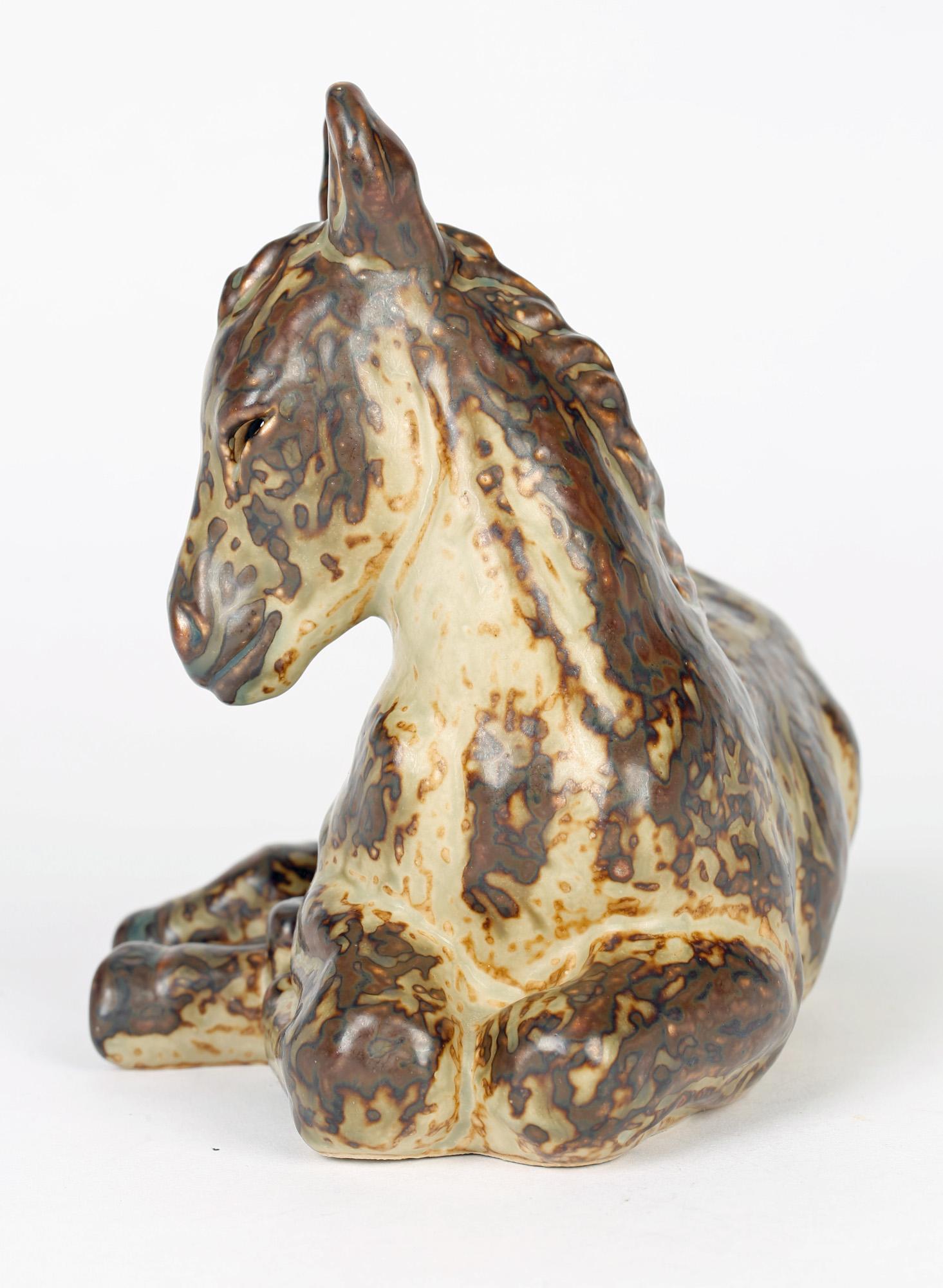 Pottery Knud Kyhn Danish Royal Copenhagen Stoneware Resting Foal Figure