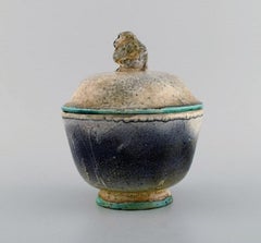 Knud Kyhn for Kähler, Rare Unique Lidded Jar in Glazed Ceramics with a Monkey