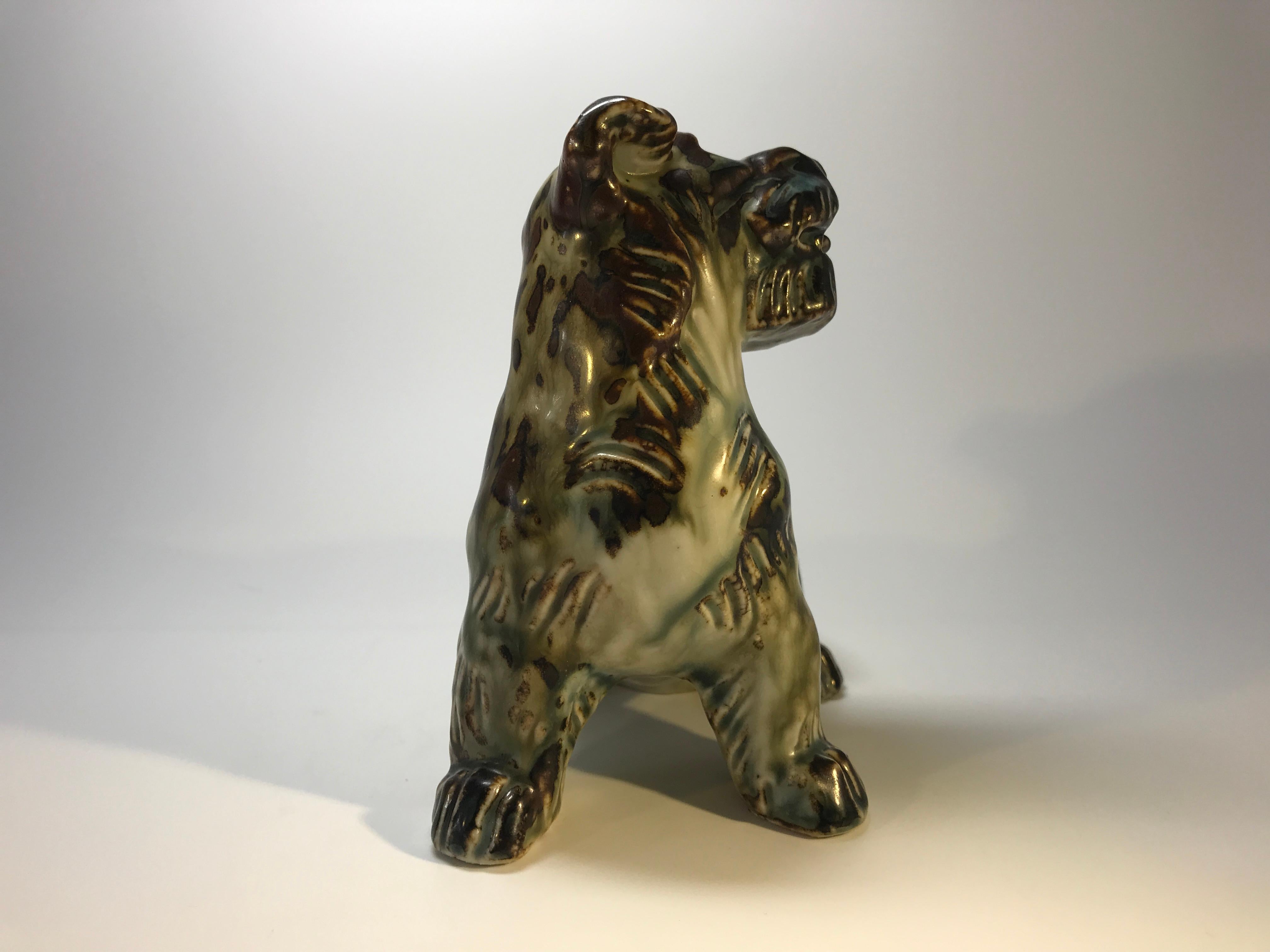 Knud Kyhn for Royal Copenhagen, Denmark Sung Glaze Stoneware Terrier Dog # 20129 For Sale 2
