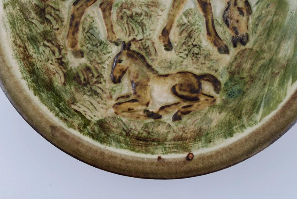 Scandinavian Modern Knud Kyhn for Royal Copenhagen, Bowl / dish in ceramics, Mare and foal For Sale