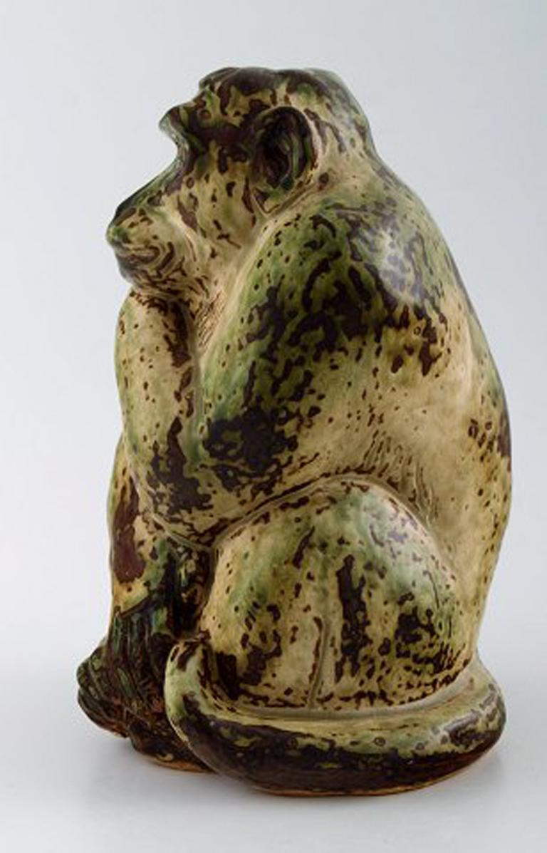Knud Kyhn for Royal Copenhagen, stoneware figure, monkey. Sung glaze.
1st. factory quality.
Model number 20133. Designed in 1927.
Measures: 19 cm. x 12 cm.
Perfect condition.