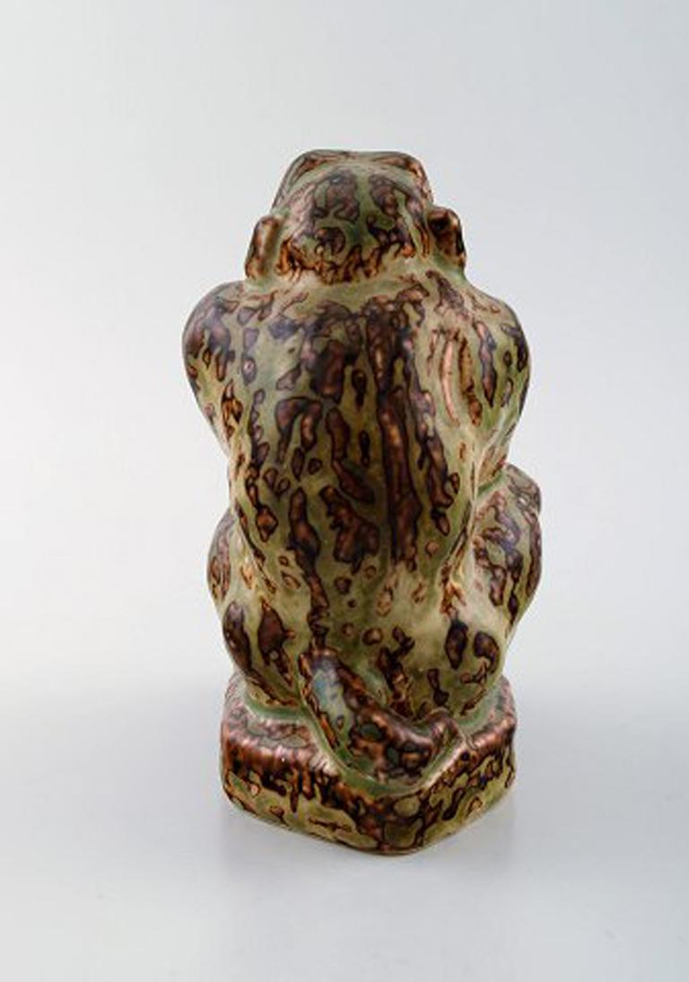 Danish Knud Kyhn for Royal Copenhagen, Stoneware Figure, Monkey, Sung Glaze
