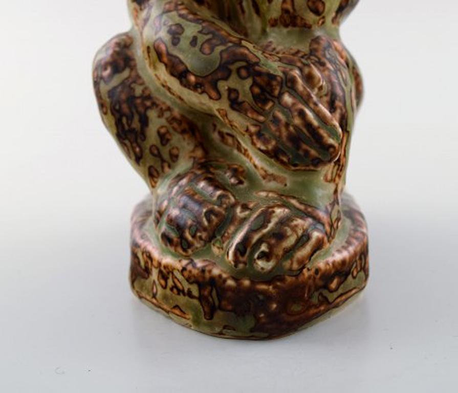 Knud Kyhn for Royal Copenhagen, Stoneware Figure, Monkey, Sung Glaze 1