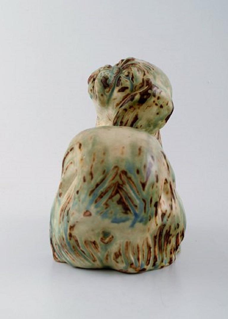 Danish Knud Kyhn for Royal Copenhagen, Stoneware Figure, Pekingese, Light Sung Glaze
