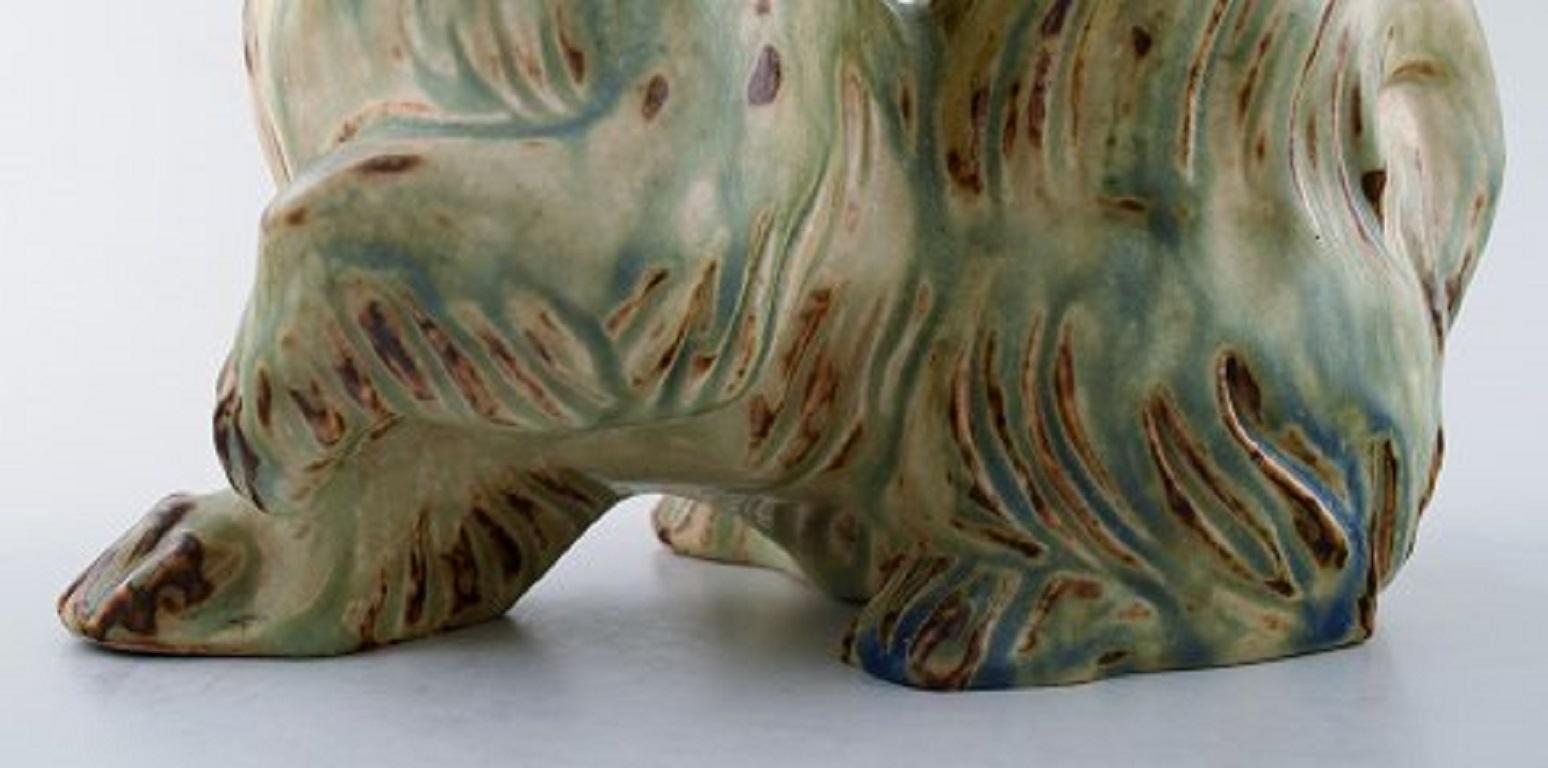 Knud Kyhn for Royal Copenhagen, Stoneware Figure, Pekingese, Light Sung Glaze 1