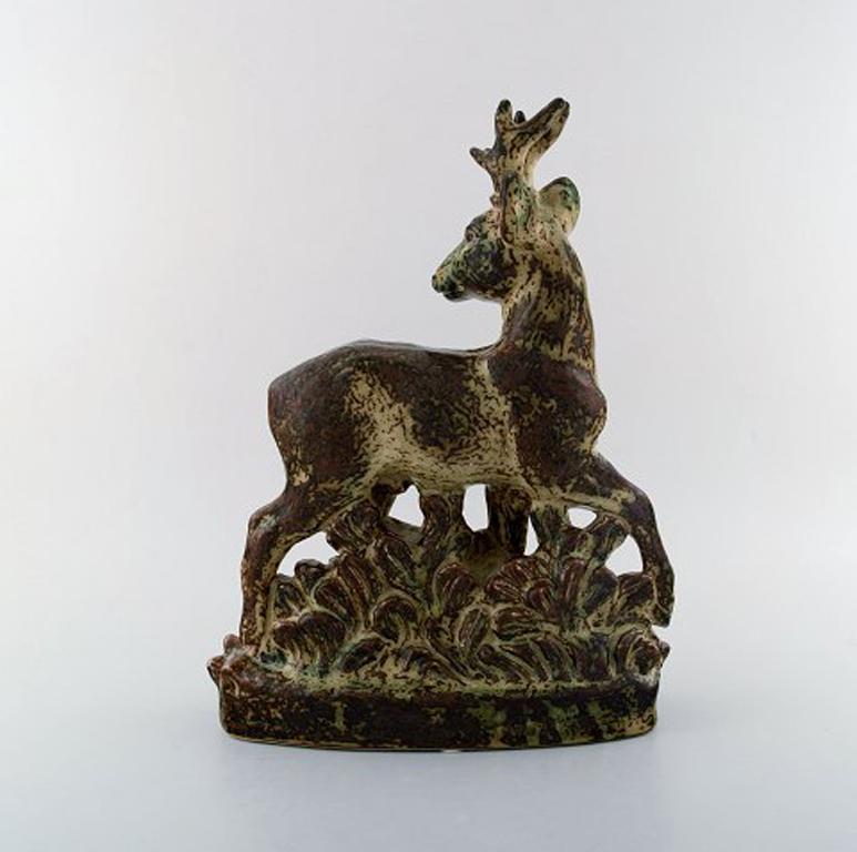 Danish Knud Kyhn for Royal Copenhagen, Very Large Stoneware Figure, Standing Deer