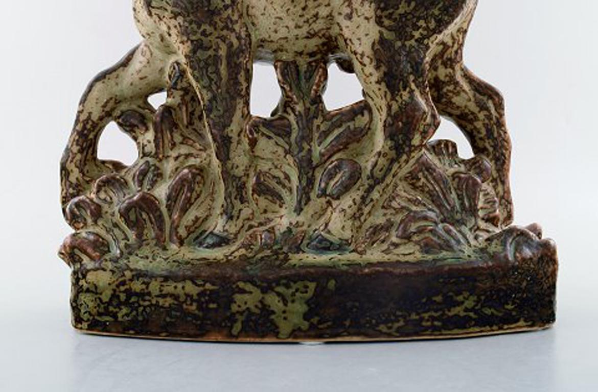 Knud Kyhn for Royal Copenhagen, Very Large Stoneware Figure, Standing Deer 1