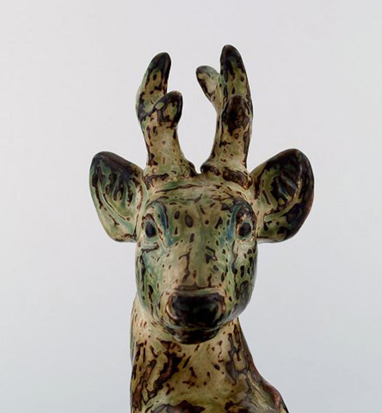 Knud Kyhn for Royal Copenhagen, Very Large Stoneware Figure, Standing Deer 2