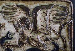 Knud Kyhn for Royal Copenhagen, Wall Plaque in Glazed Stoneware, Eagle and Snake