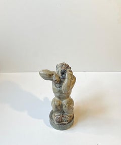 Knud Kyhn Roaring Gorilla in Glazed Stoneware for Royal Copenhagen, 1950s