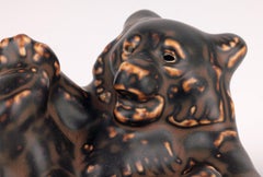Knud Kyhn Royal Copenhagen Porcelain Lying Brown Glazed Bear