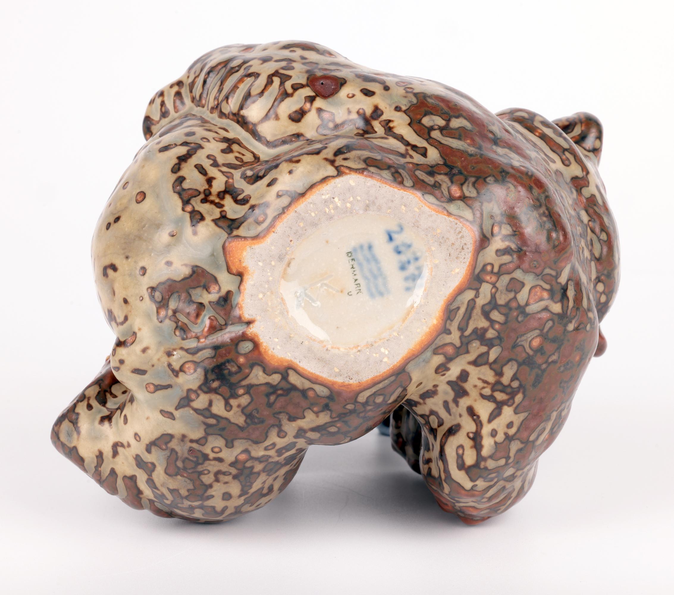 Knud Kyhn Royal Copenhagen Porcelain Lying Large Sung An Glazed Bear (Ours) en vente 2