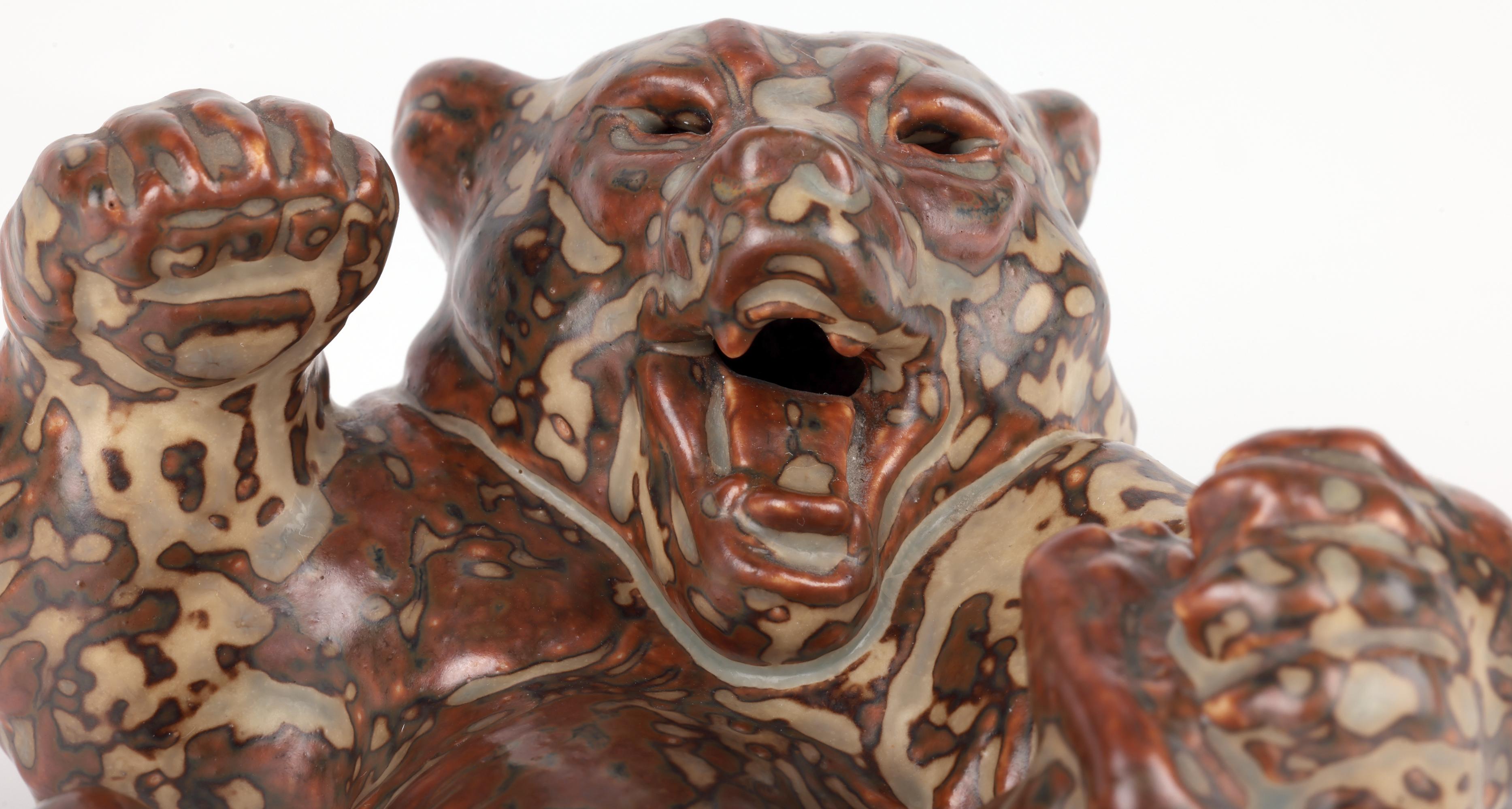 Knud Kyhn Royal Copenhagen Porcelain Lying Large Sung An Glazed Bear (Ours) en vente 4