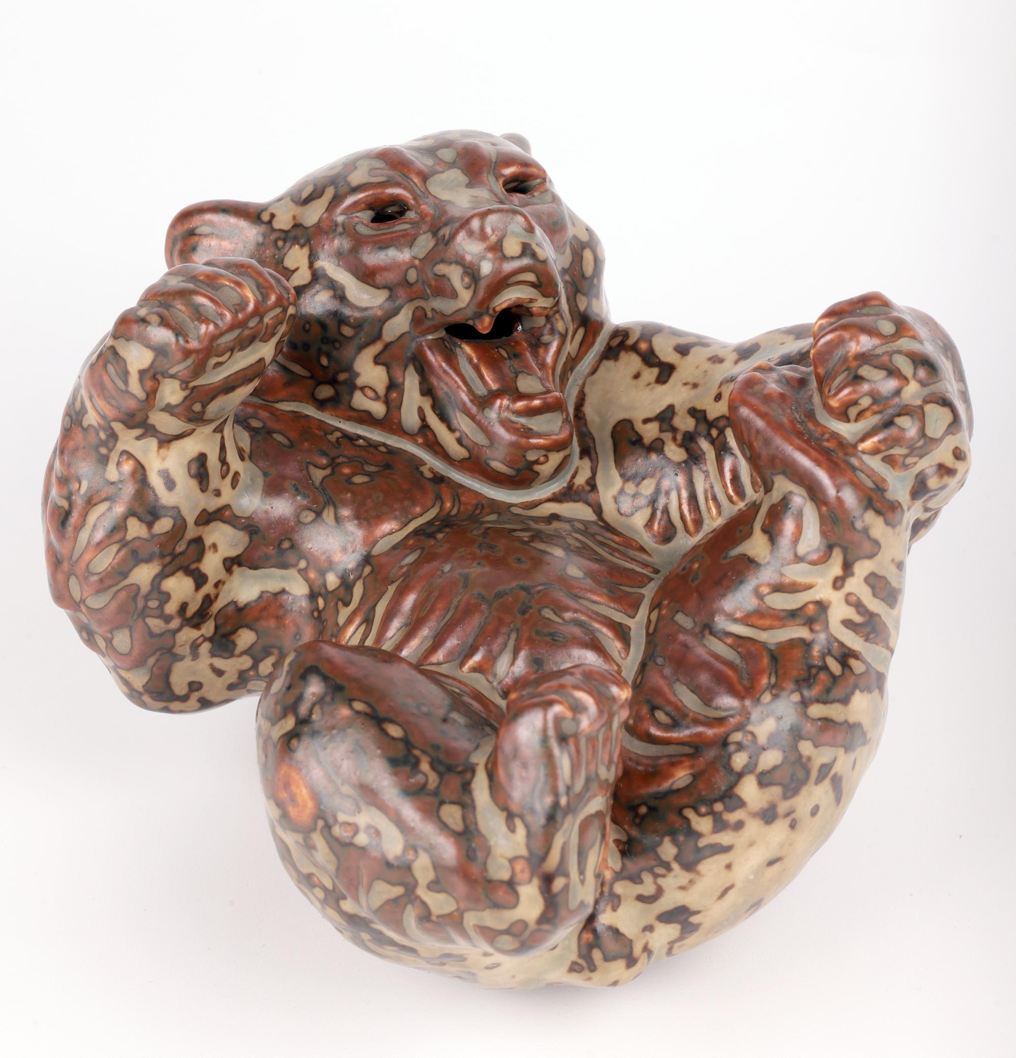 Knud Kyhn Royal Copenhagen Porcelain Lying Large Sung An Glazed Bear (Ours) en vente 8