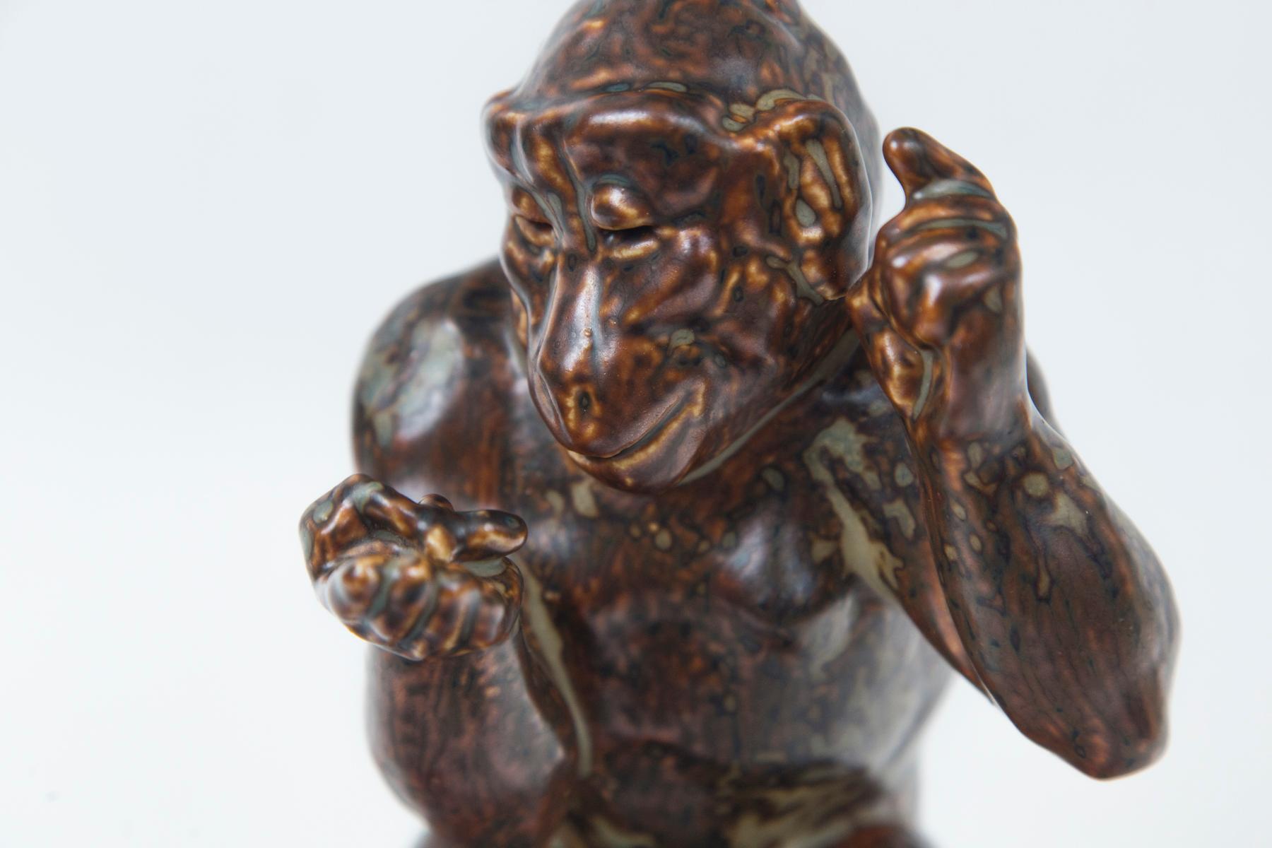 Modern Knud Kyhn for Royal Copenhagen Ceramic Monkey Sculpture