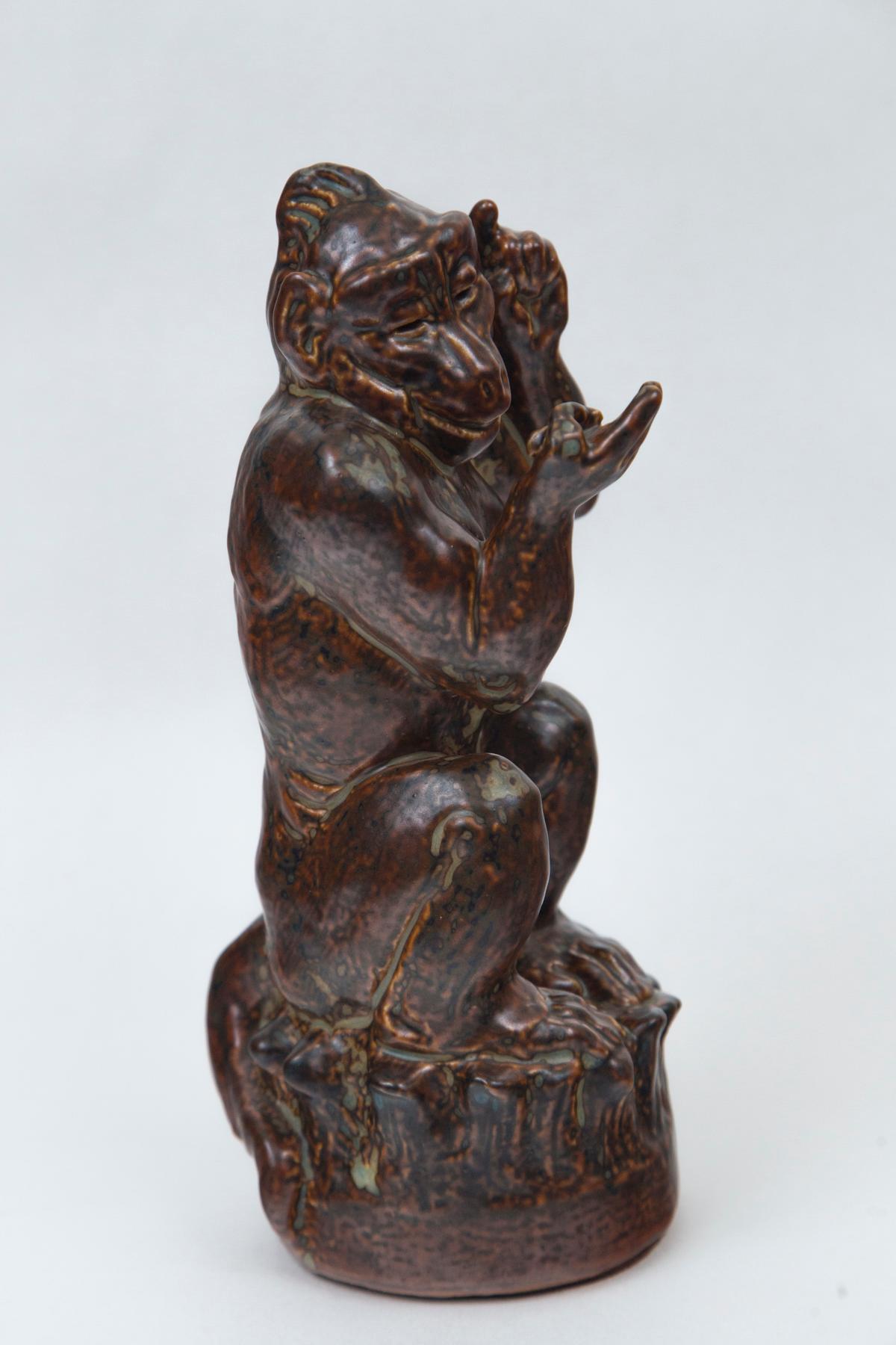 Scandinavian Knud Kyhn for Royal Copenhagen Ceramic Monkey Sculpture