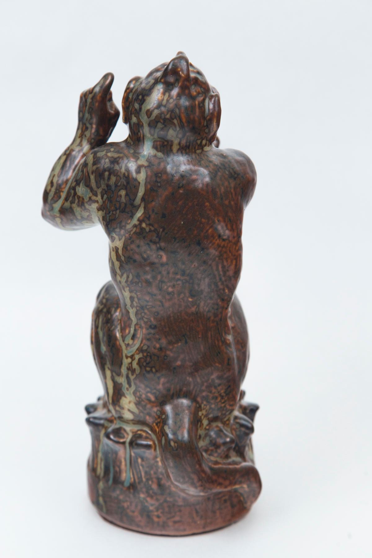 Knud Kyhn for Royal Copenhagen Ceramic Monkey Sculpture In Good Condition In Westport, CT