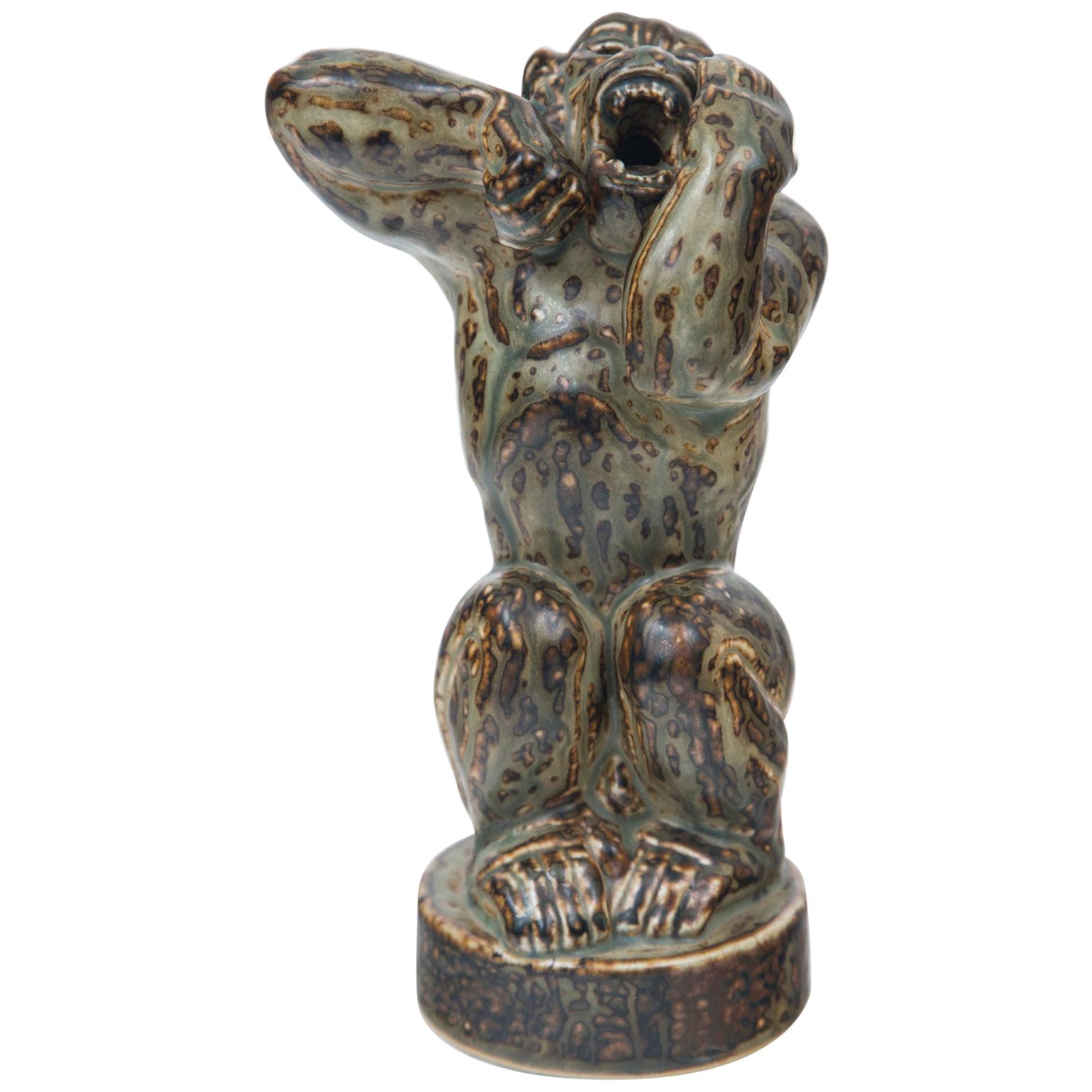 Knud Kyhn for Royal Copenhagen Ceramic Monkey Sculpture
