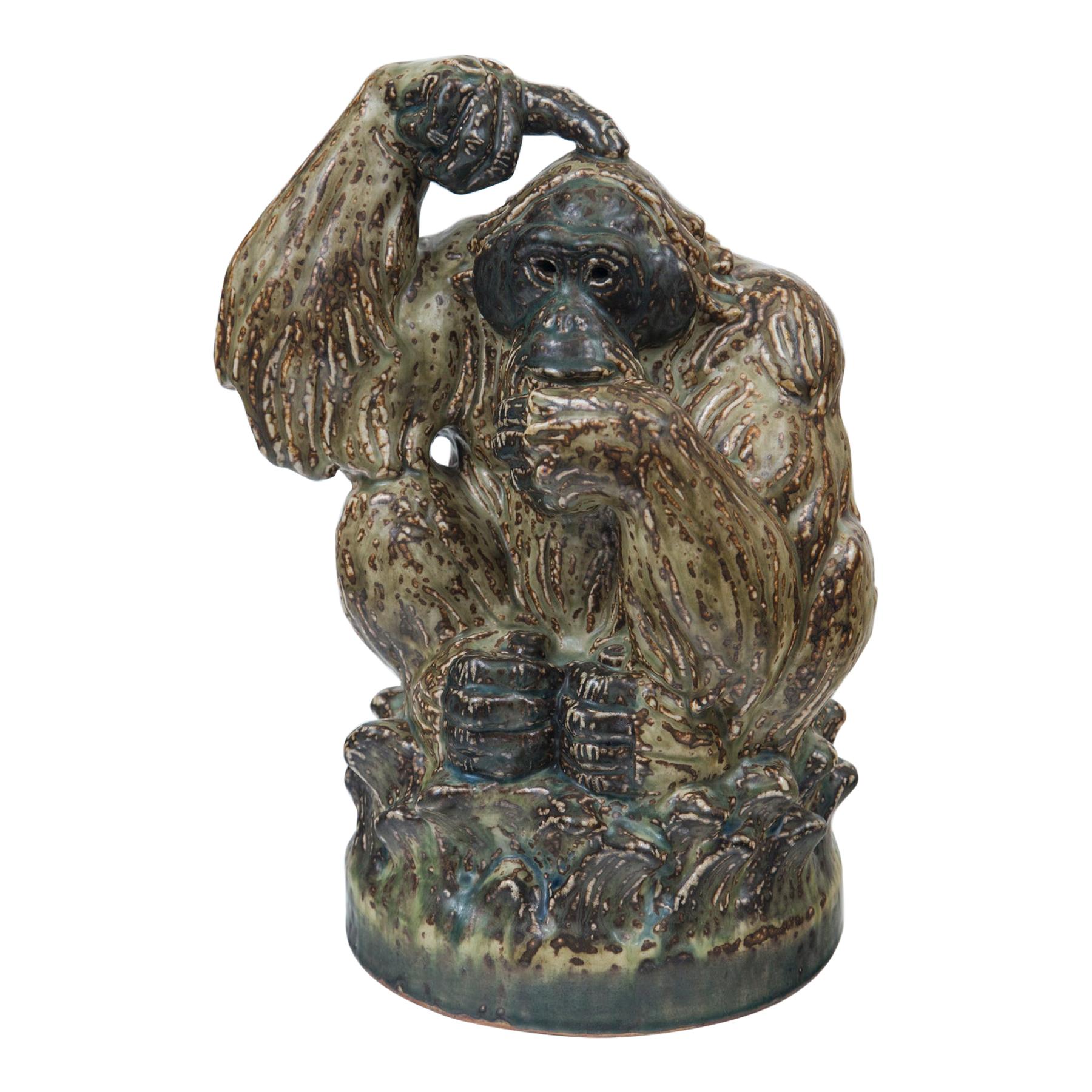 Knud Kyhn for Royal Copenhagen Ceramic Orangutan Sculpture
