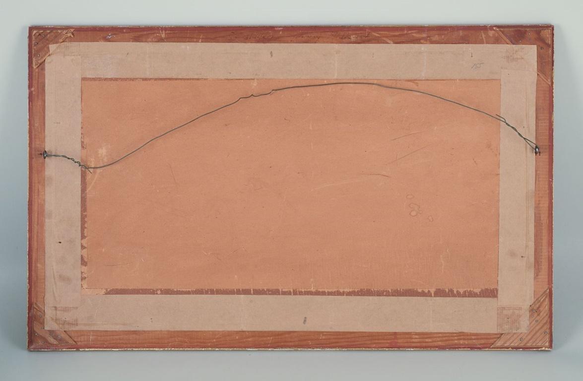 Knud Nielsen, dänischer Maler. Öl auf Karton. Abstrakte Zusammensetzung. Ca. 1960 im Angebot 1