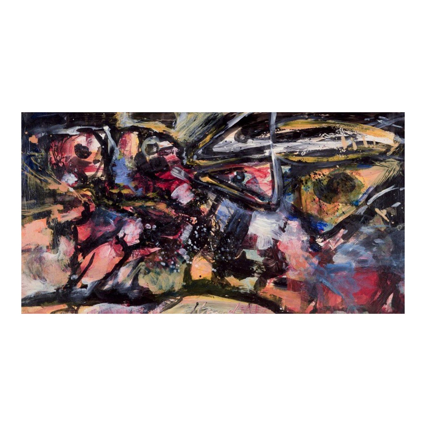 Knud Nielsen, Danish painter. Oil on cardboard. Abstract composition. Ca. 1960