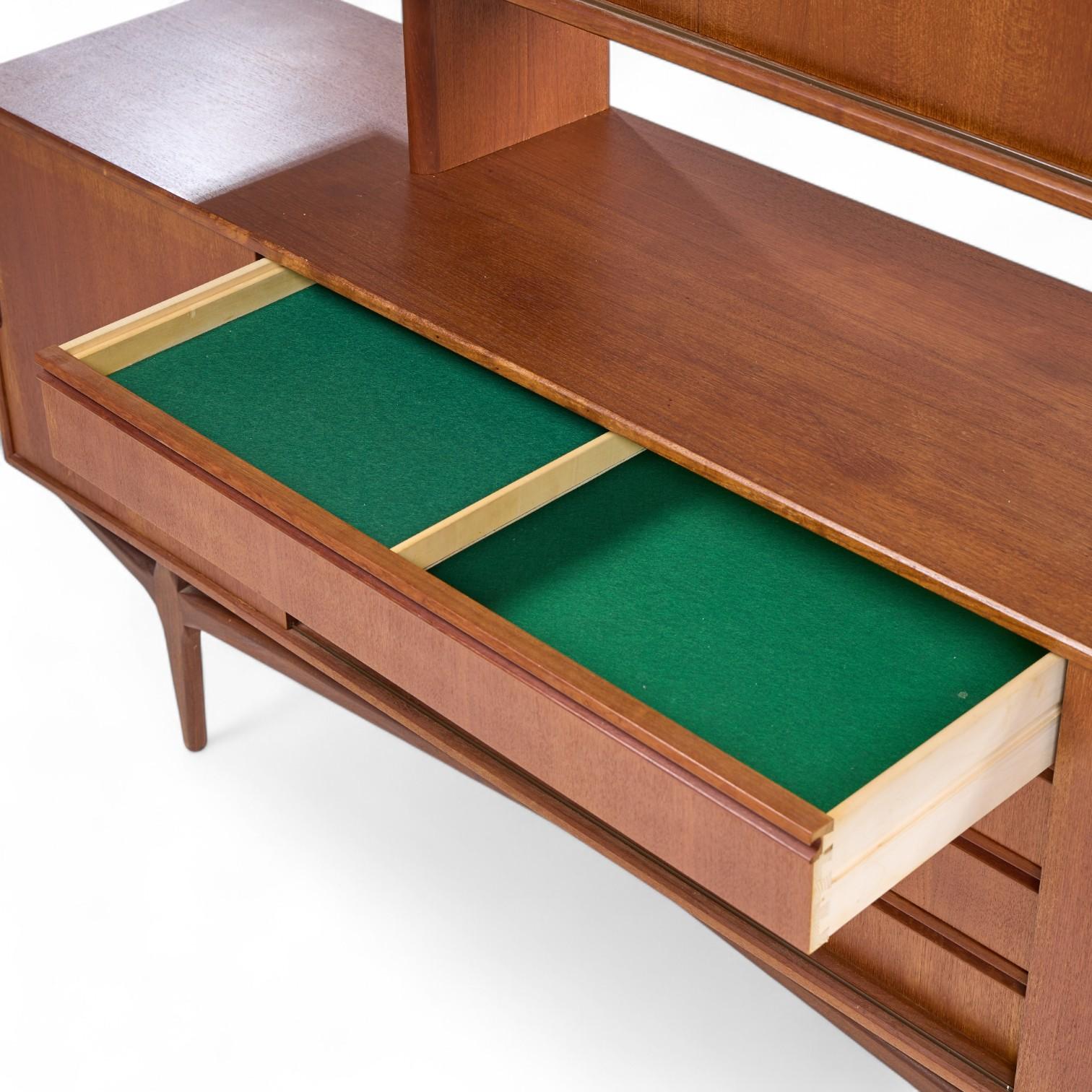 Knud Nielsen Mid Century Danish Teak Credenza and Hutch For Sale 6