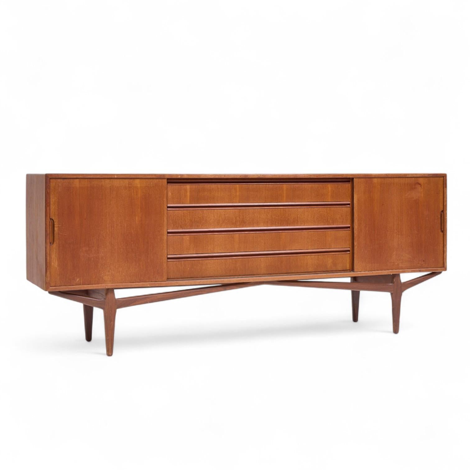 Knud Nielsen Mid Century Danish Teak Credenza and Hutch For Sale 8