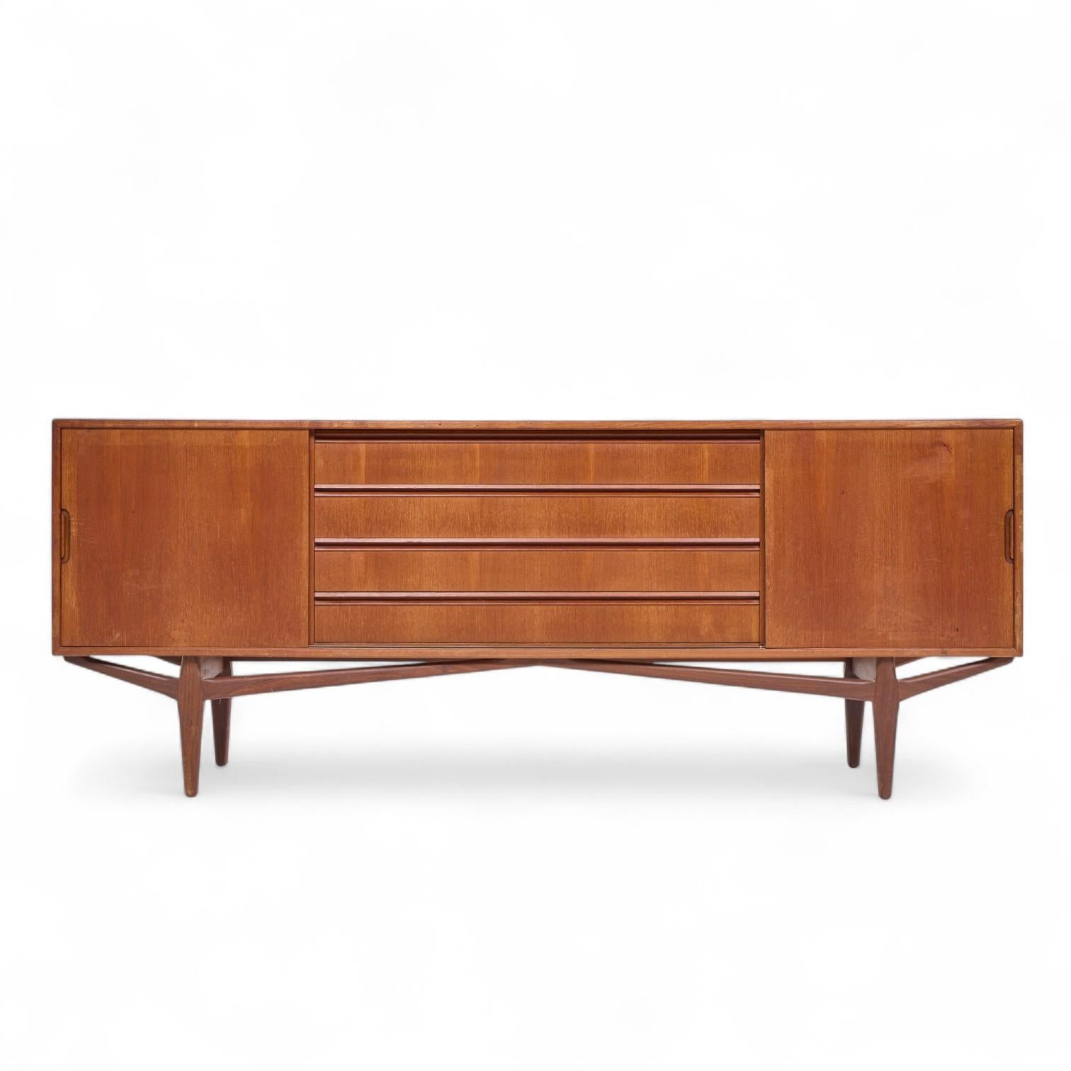 Knud Nielsen Mid Century Danish Teak Credenza and Hutch For Sale 9