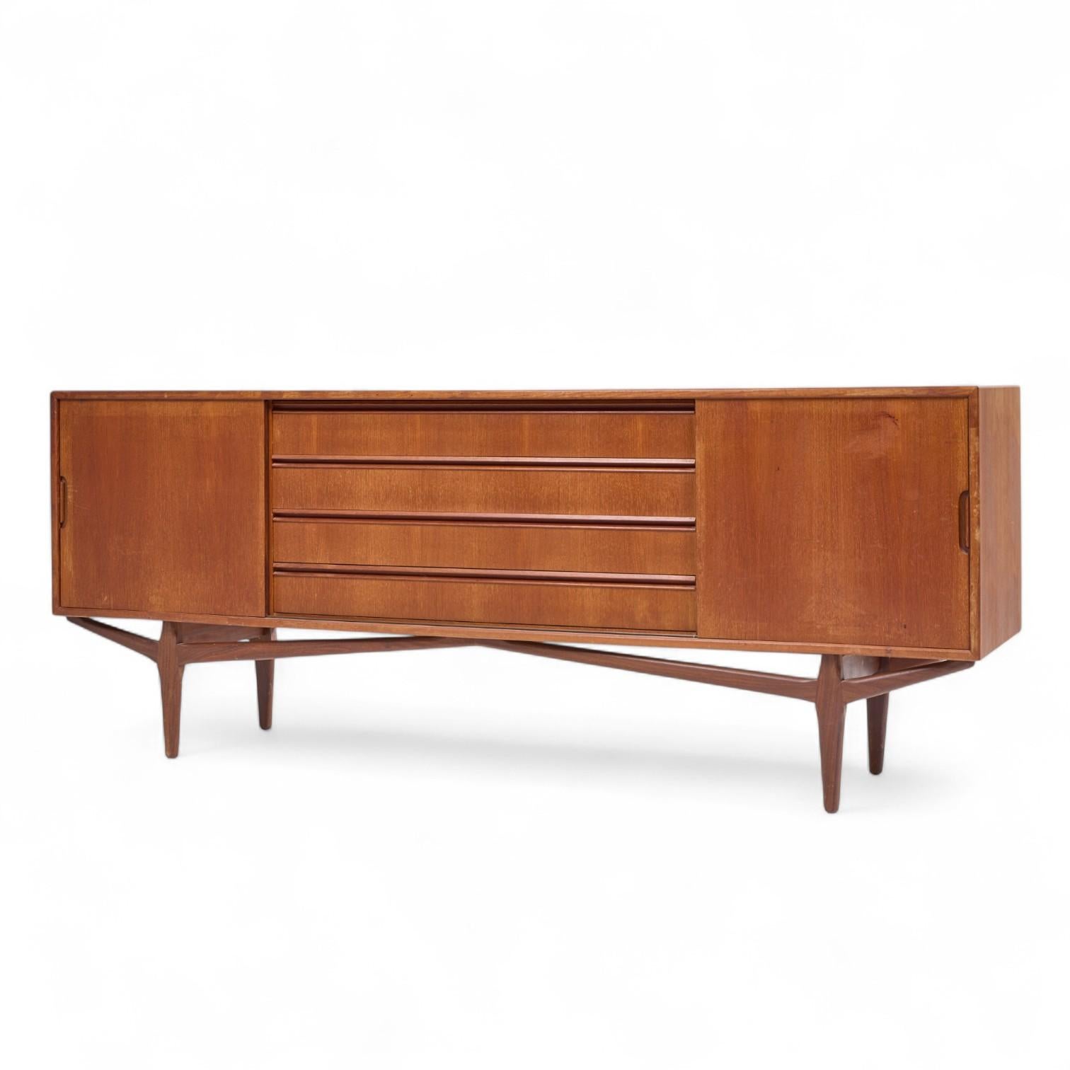 Knud Nielsen Mid Century Danish Teak Credenza and Hutch For Sale 10