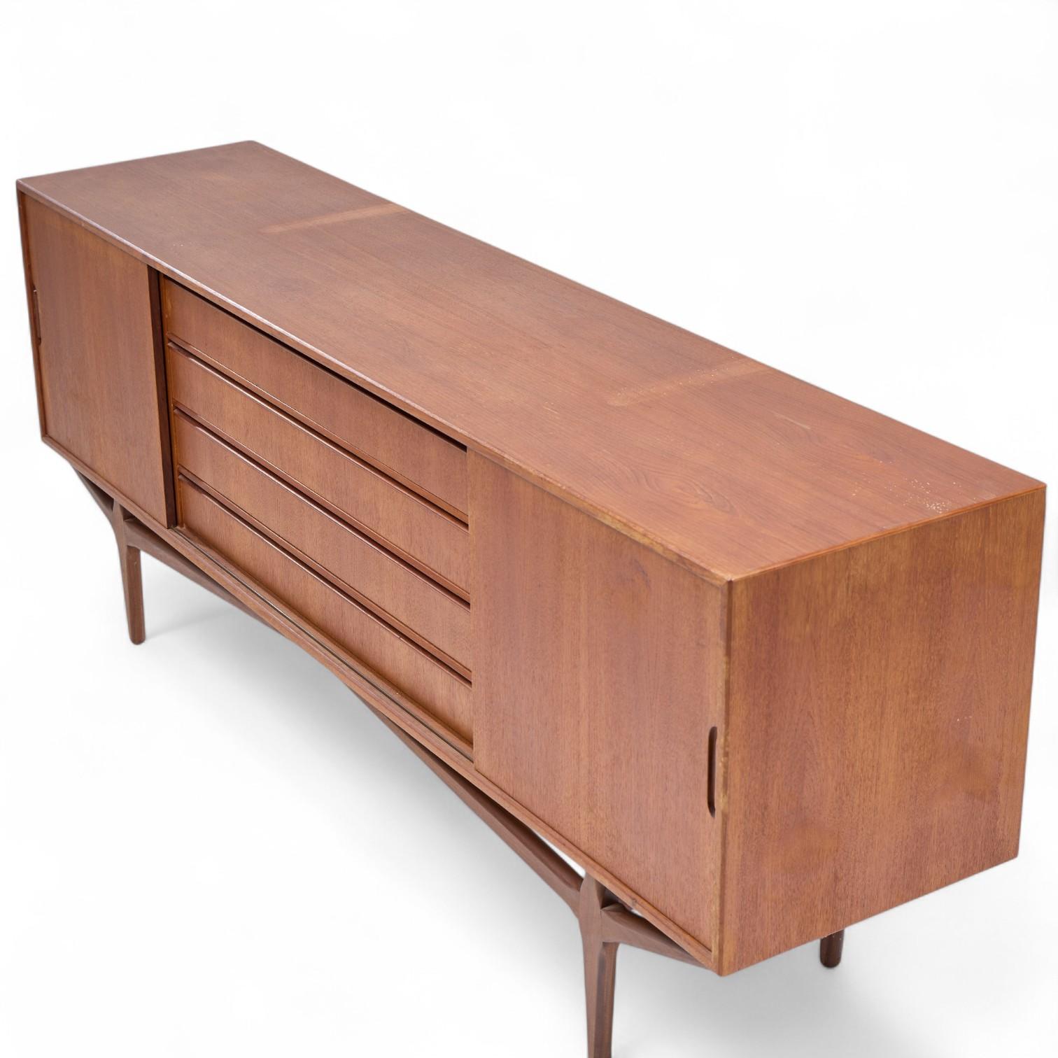 Knud Nielsen Mid Century Danish Teak Credenza and Hutch For Sale 11