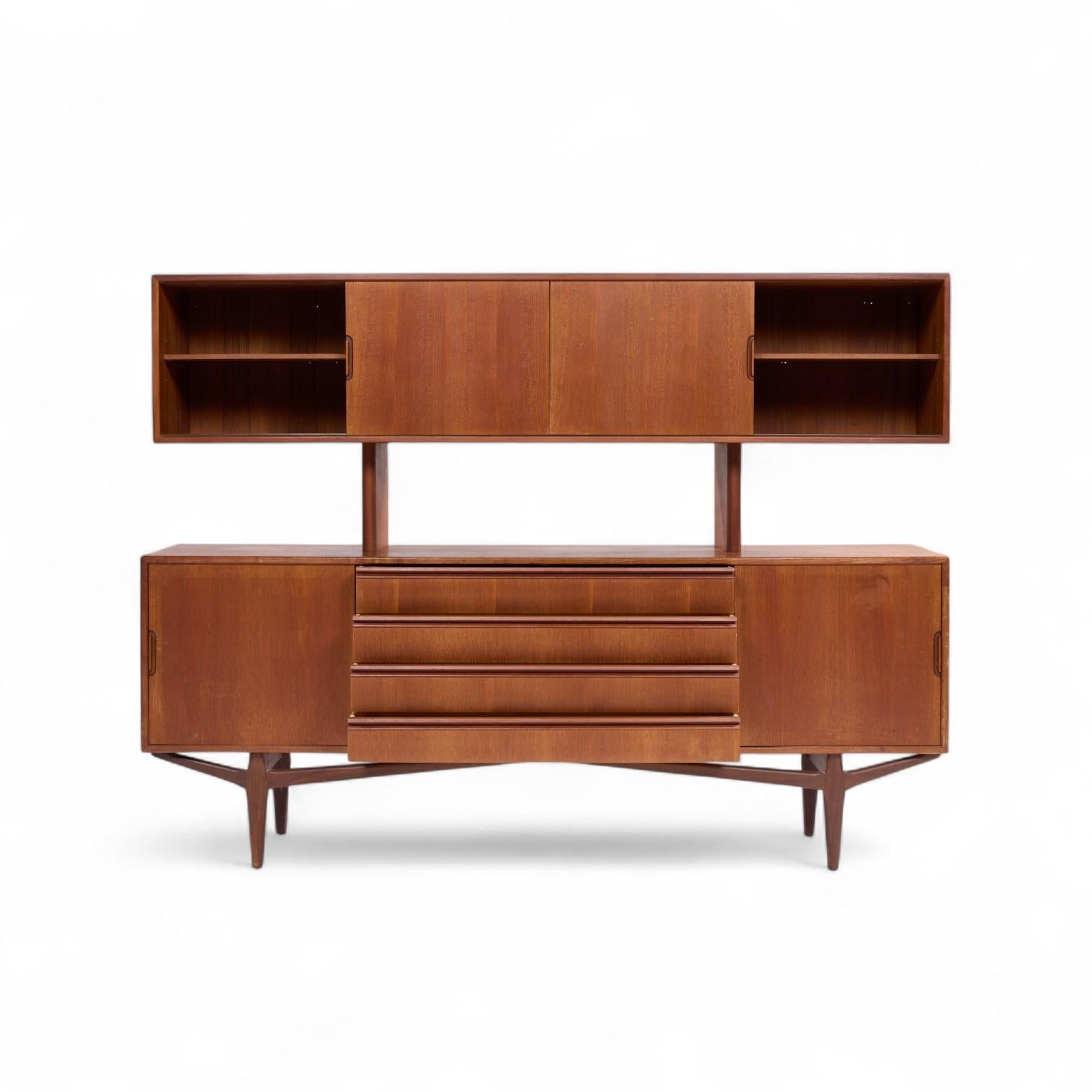Knud Nielsen Mid Century Danish Teak Credenza and Hutch For Sale 1