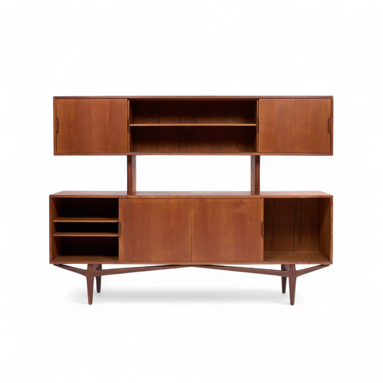 Knud Nielsen Mid Century Danish Teak Credenza and Hutch For Sale 2