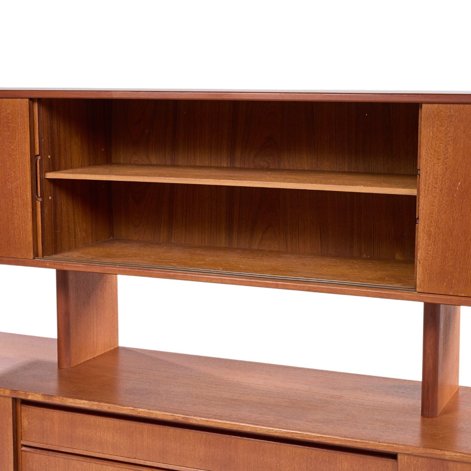 Knud Nielsen Mid Century Danish Teak Credenza and Hutch For Sale 4