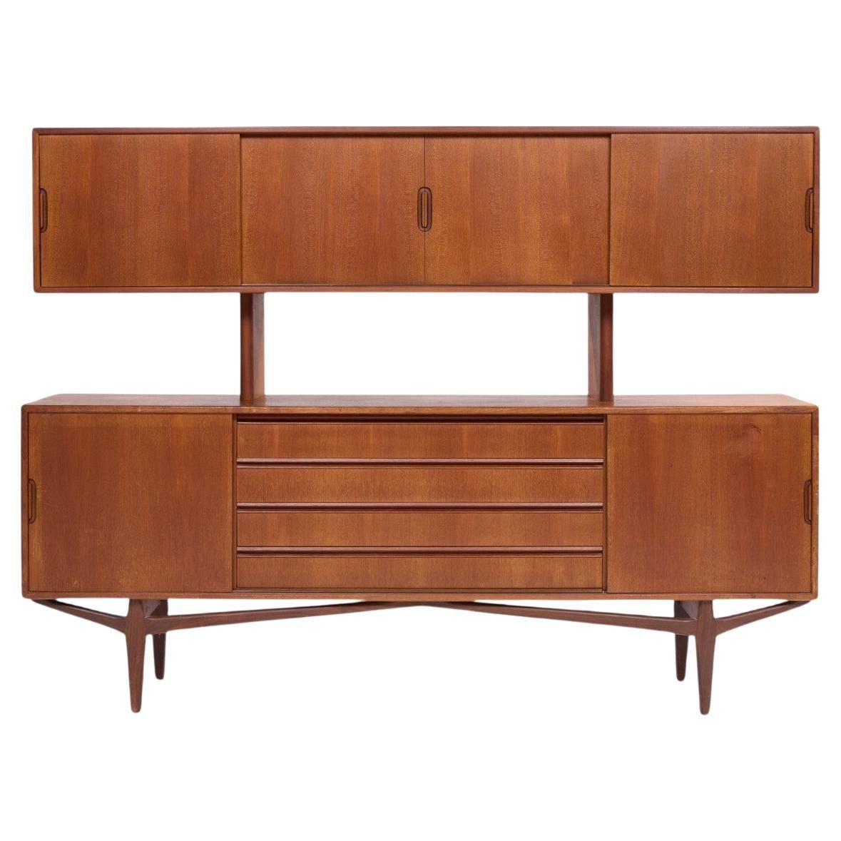 Knud Nielsen Mid Century Danish Teak Credenza and Hutch For Sale