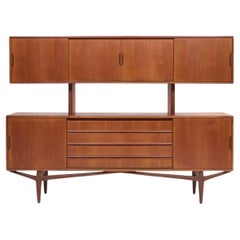 Knud Nielsen Mid Century Danish Teak Credenza and Hutch