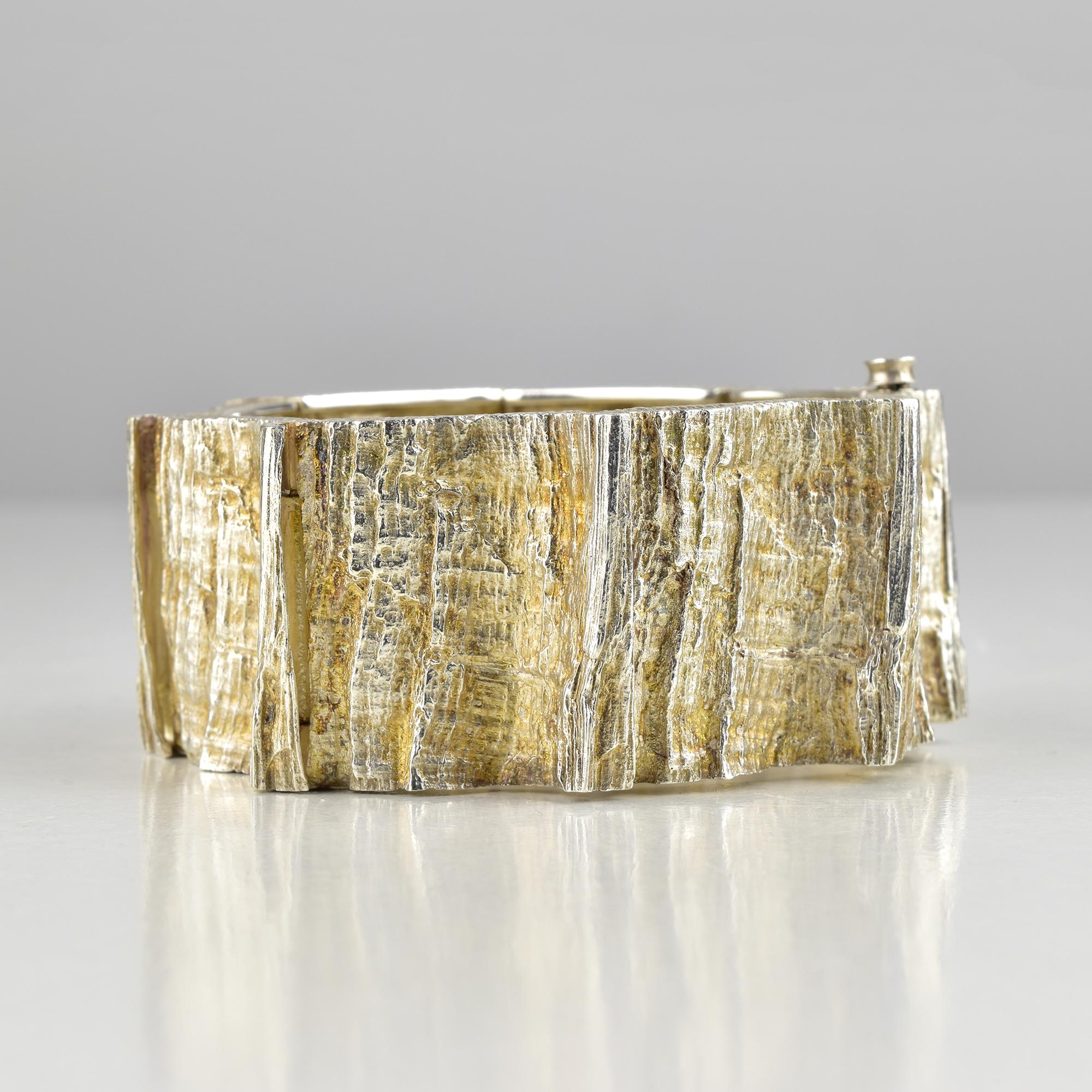 Brutalist Knud V. Andersen for Anton Michelsen Sterling “Tree Bark” Bracelet, 1960s For Sale