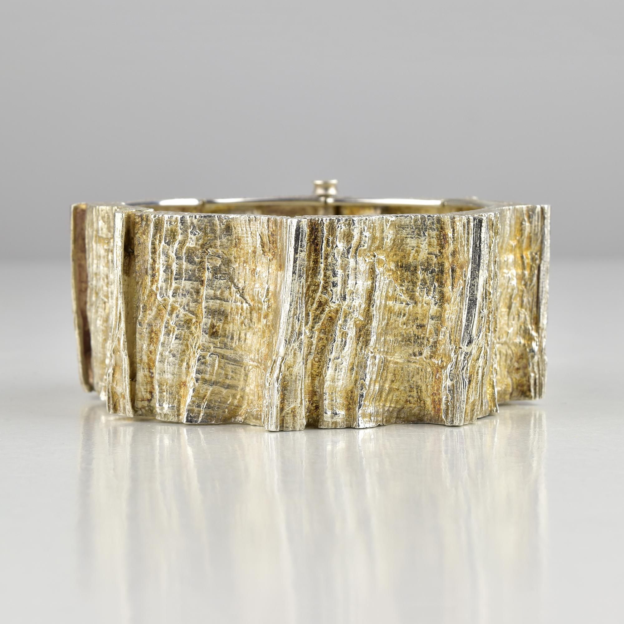Danish Knud V. Andersen for Anton Michelsen Sterling “Tree Bark” Bracelet, 1960s For Sale