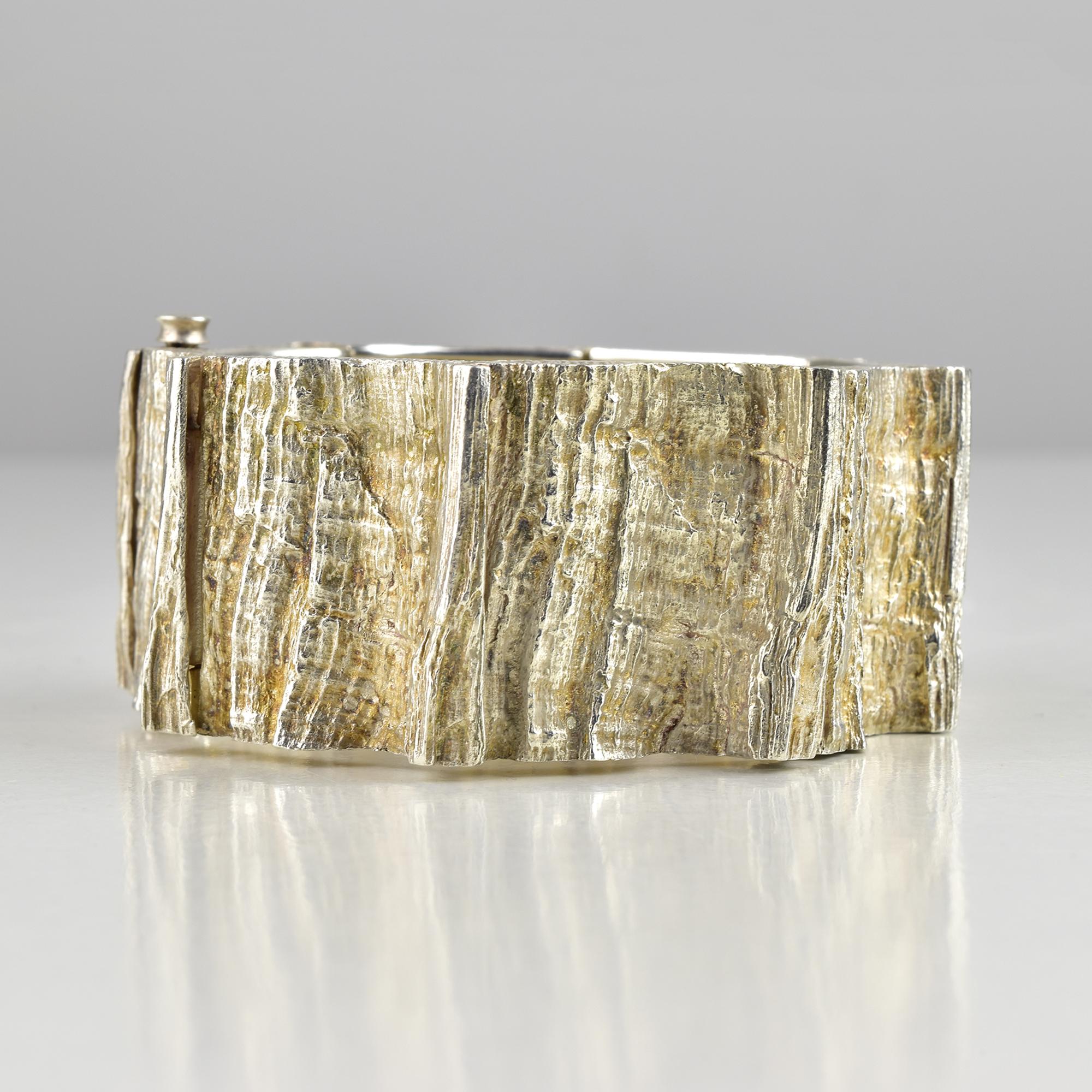 Cast Knud V. Andersen for Anton Michelsen Sterling “Tree Bark” Bracelet, 1960s For Sale