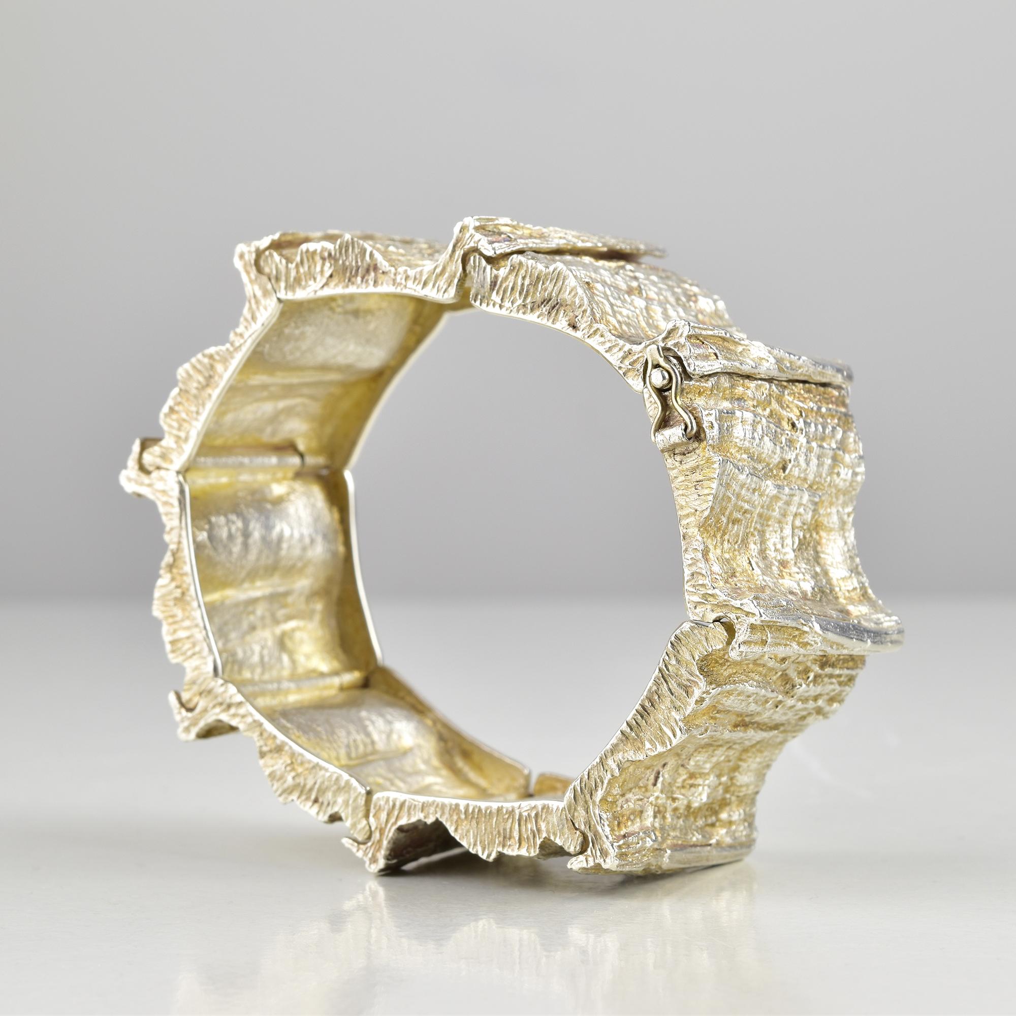 Mid-20th Century Knud V. Andersen for Anton Michelsen Sterling “Tree Bark” Bracelet, 1960s For Sale