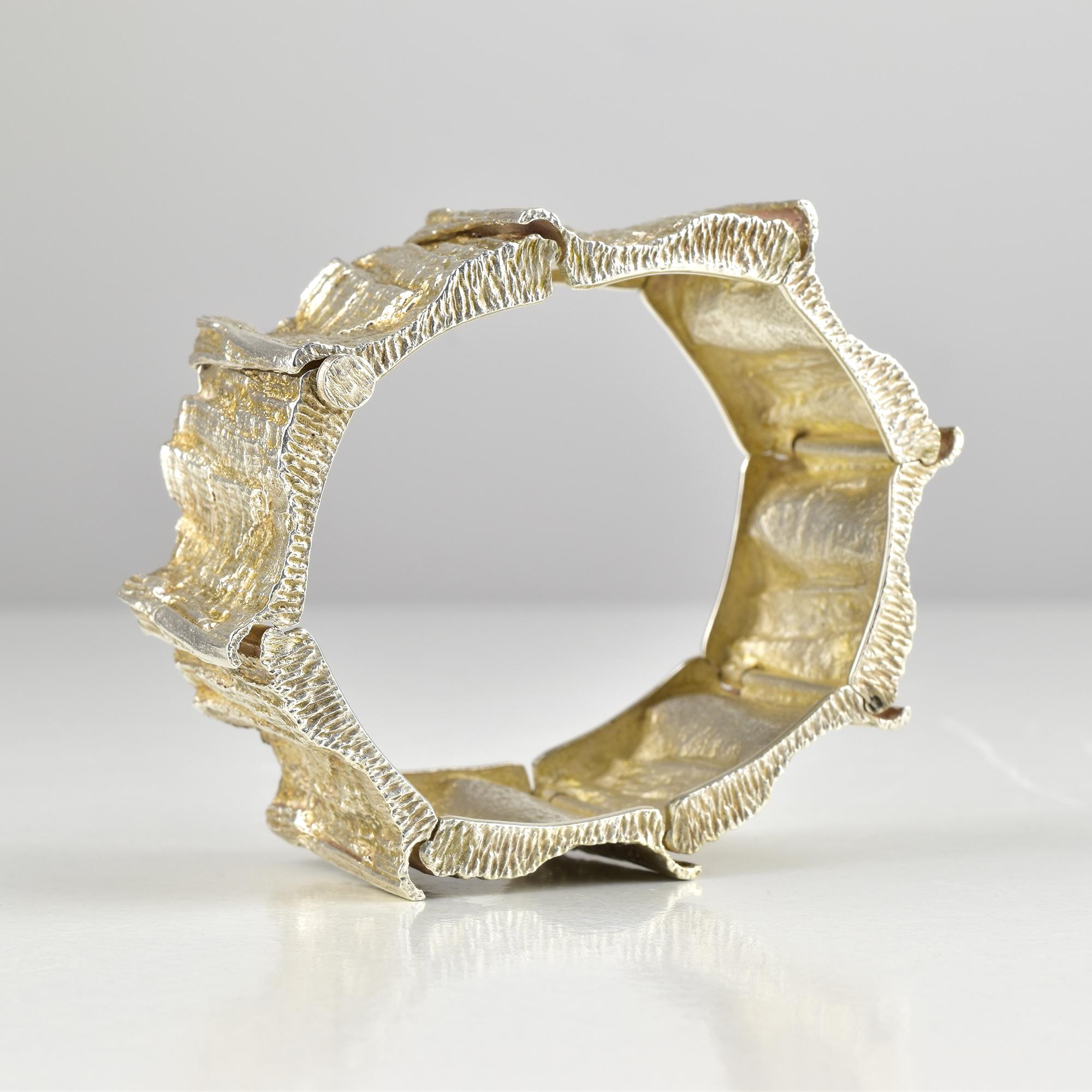 Sterling Silver Knud V. Andersen for Anton Michelsen Sterling “Tree Bark” Bracelet, 1960s For Sale