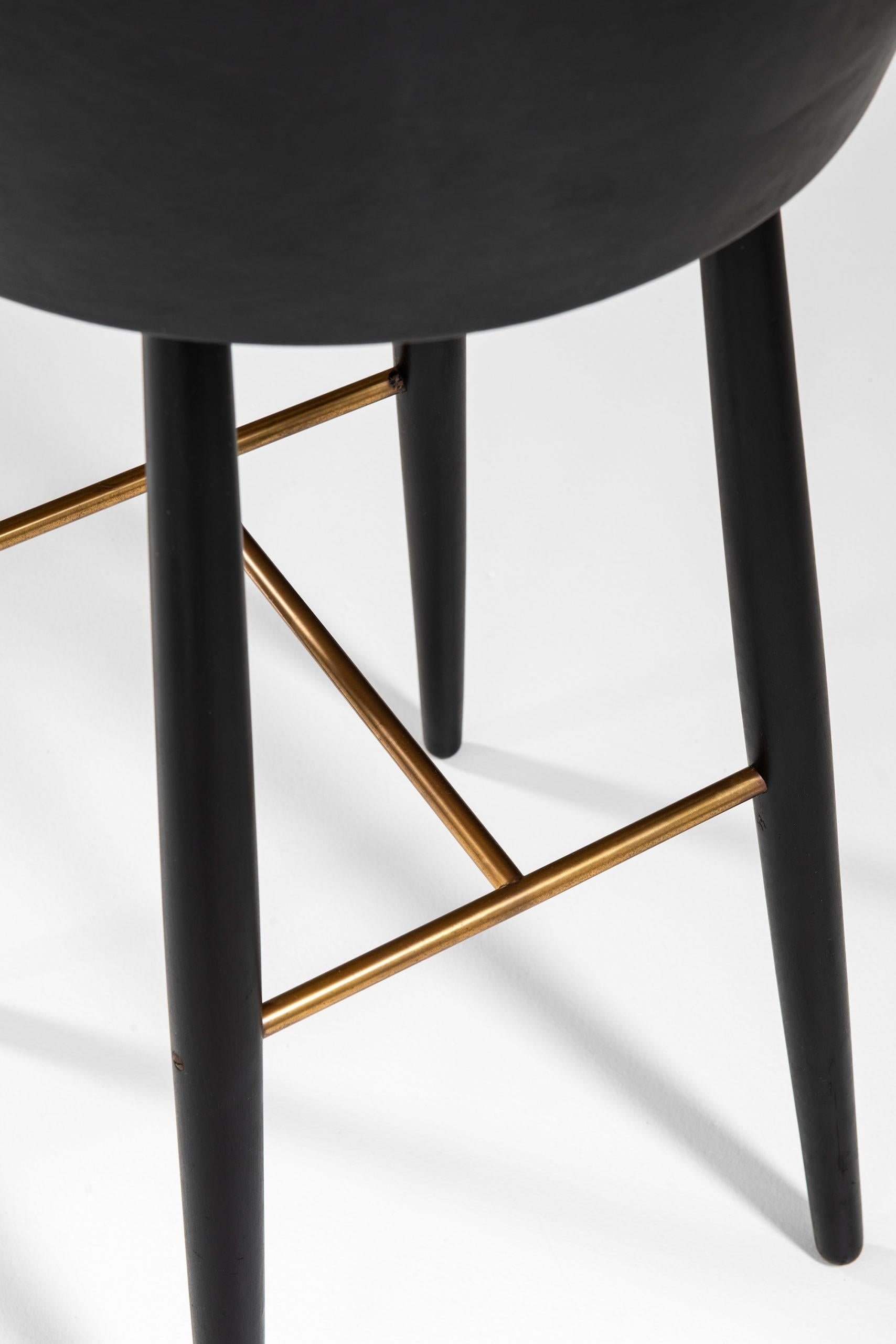 Brass Knud Vodder Bar Stools Model KV 58 by Cabinetmaker Niels Vodder in Denmark