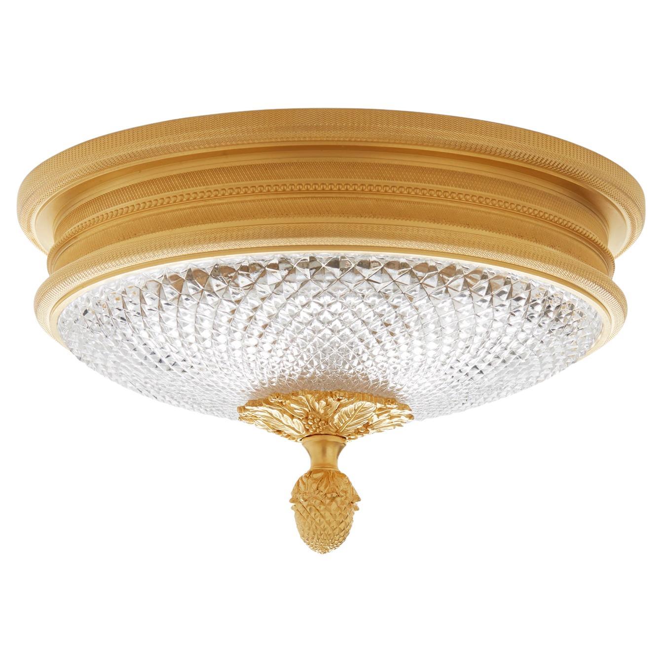 Knurled Ceiling Light in Gold Plate