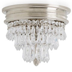 Knurled Crystal Prism Ceiling Light in Polished Nickel