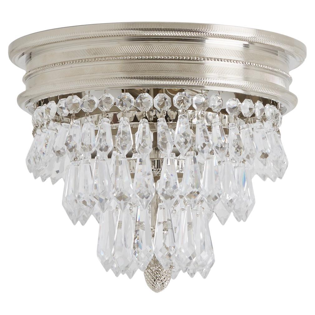 Knurled Crystal Prism Ceiling Light in Polished Nickel