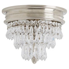 Knurled Crystal Prism Ceiling Light in Polished Nickel