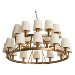 Knut Hallgren, Chandelier, Brass, Fabric, Sweden, 1960s
