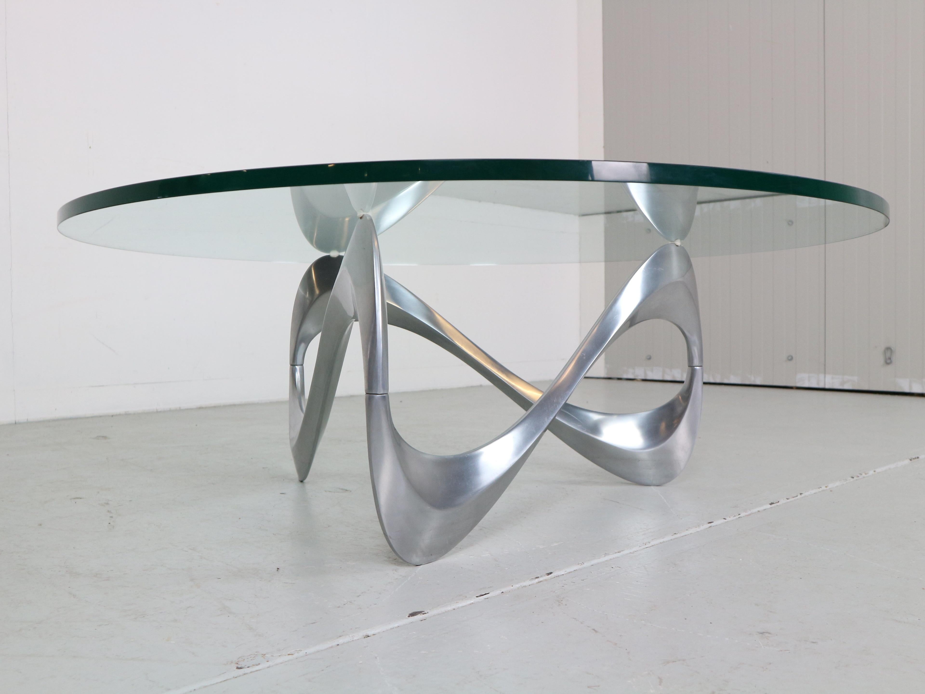 Knut Hesterberg Aluminum& Glass Snake Coffee Table for Ronald Schmitt, 1960 4