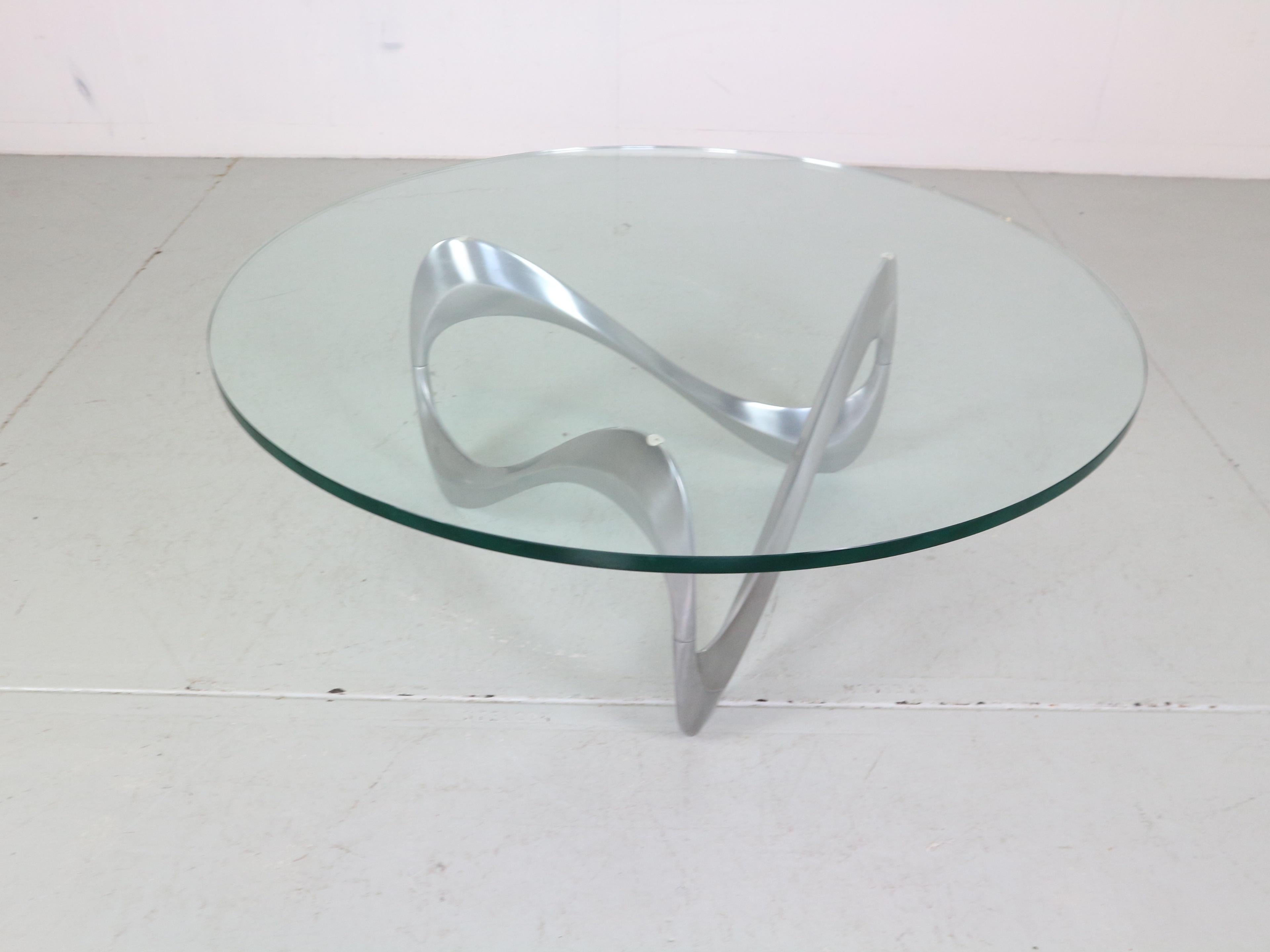Knut Hesterberg Aluminum& Glass Snake Coffee Table for Ronald Schmitt, 1960 5